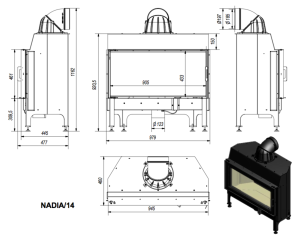 Nadia 14 kW Insert Stove