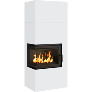 Fireplace SIMPLE 8 Left BS With Steel Casing EASY BOX - White