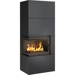 Fireplace SIMPLE 8 Left BS With Steel Casing EASY BOX - Black