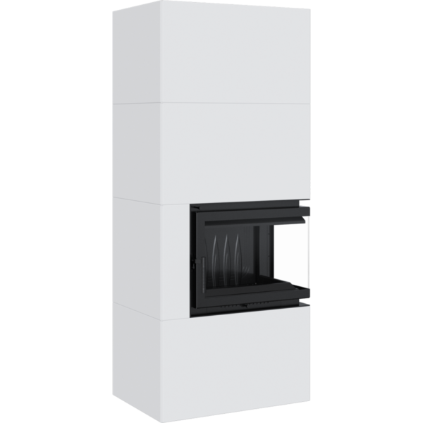 Fireplace SIMPLE 8 Right BS With Steel Casing EASY BOX - White