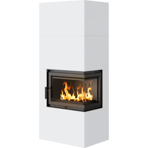 Fireplace SIMPLE 8 Right BS With Steel Casing EASY BOX - White