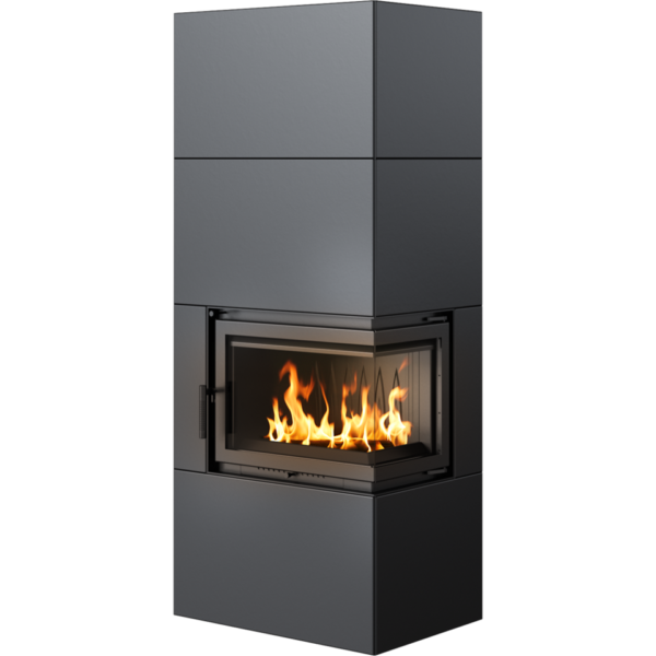 Fireplace SIMPLE 8 Right BS With Steel Casing EASY BOX - Black